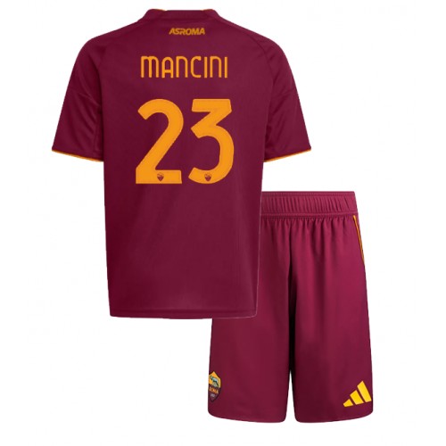 Dres AS Roma Gianluca Mancini #23 Domaci za djecu 2025-26 Kratak Rukav (+ kratke hlače)